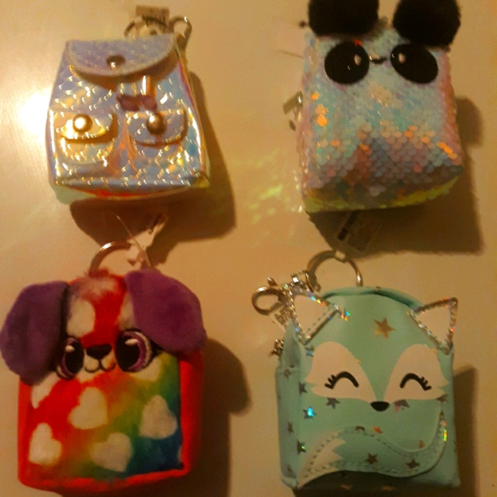 Set of Four Claire's USA Mini Backpack Keychain